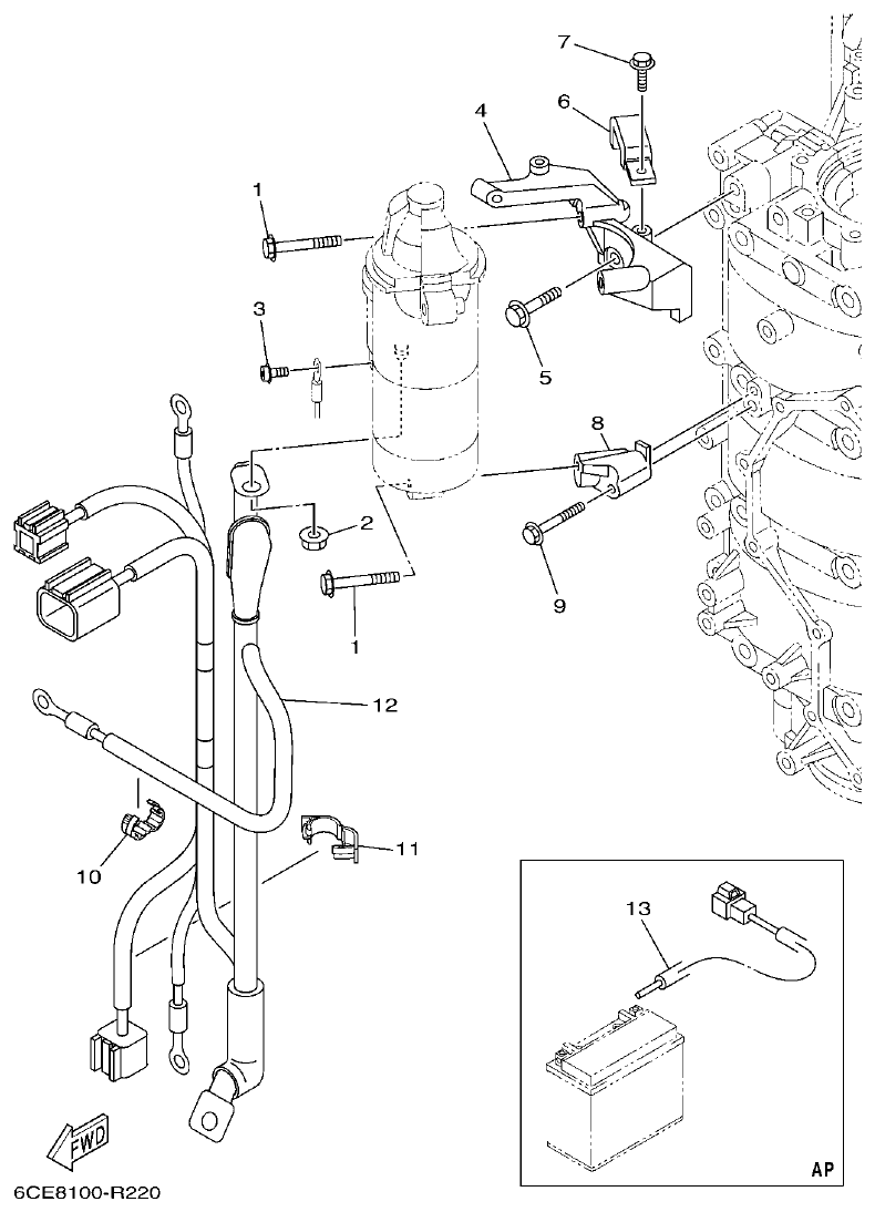 Yamaha F300BET, FL300BET, F300BET2, FL300BET2 ELECTRICAL 5 parts diagram